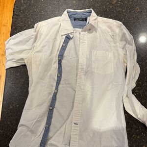 Nautica White and Blue Casual Button Down Shirt